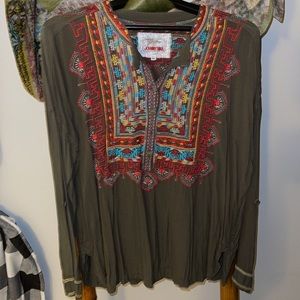 Olive Embroidered Blouse